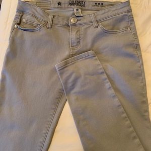 Light gray, low rise, skinny pants by: Celebrity Pink size 7 Juniors gently used